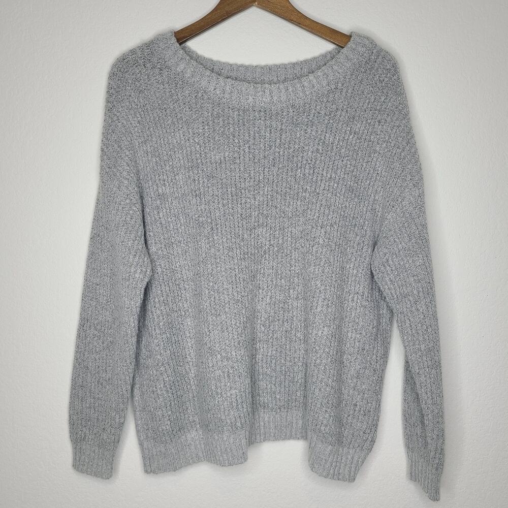 Evri Ribbed Cropped Cozy Gray Sweater 4X